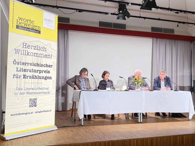 Fachgespräch Jury Daniela Strigl, Katja Gasser, Gerwig Epkes, Stefan Fachgespräch Jury Daniela Strigl, Katja Gasser, Gerwig Epkes, Stefan